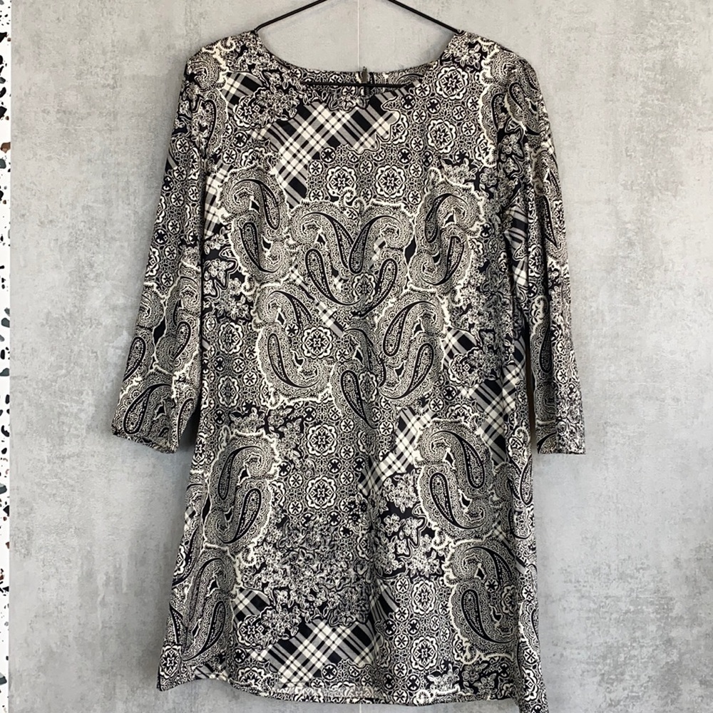 Style & Co paisley black and white dress - Picture 2 of 7